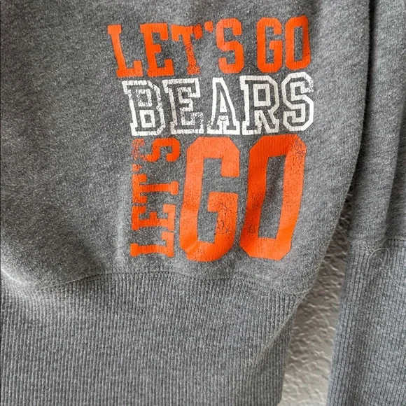 Gray Hoodie with Chicago Bears Football Helmet Design - Picture 4 of 6